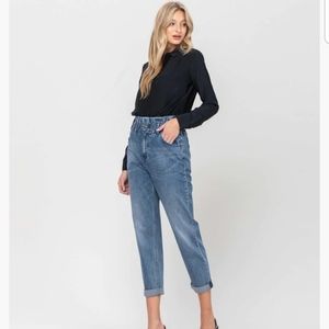 VERVET Brooke - Roll Up Elastic Waistband Paperbag Mom Jeans Size 26